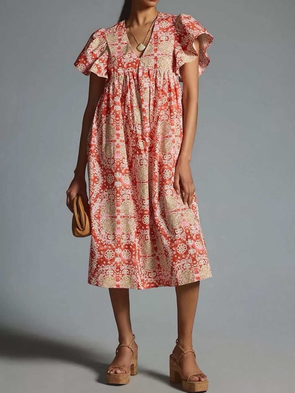 Anthropologie Maeve printed flutter sleeve dress SIZE SMALL